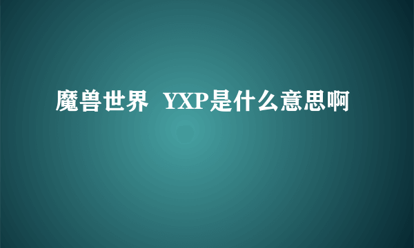 魔兽世界  YXP是什么意思啊