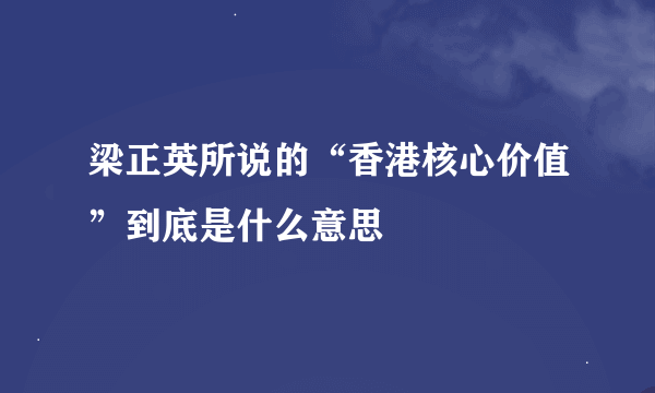 梁正英所说的“香港核心价值”到底是什么意思