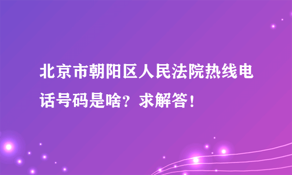 北京市朝阳区人民法院热线电话号码是啥？求解答！