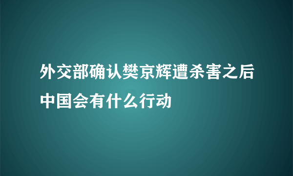 外交部确认樊京辉遭杀害之后中国会有什么行动